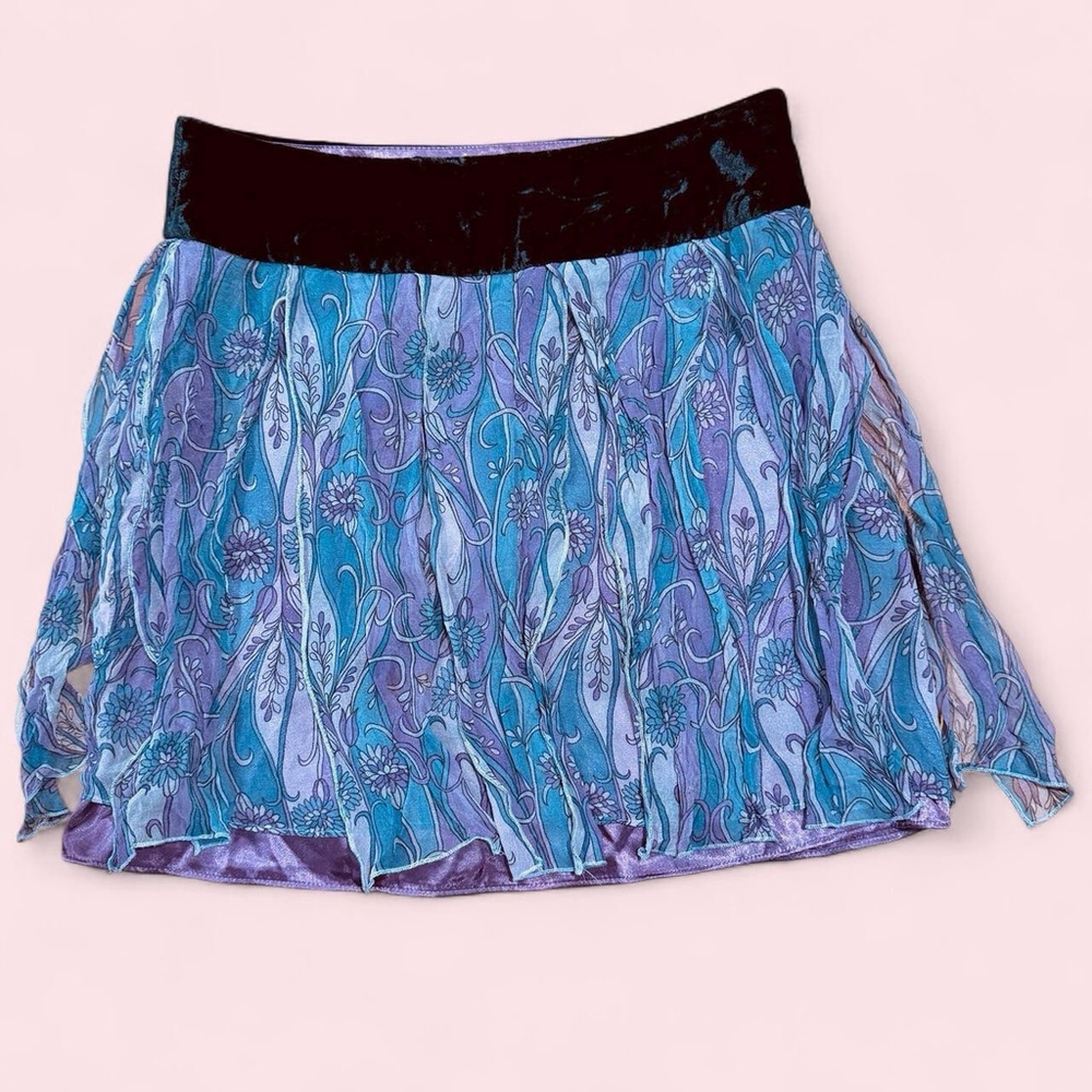 Talbots Kid Silk Skirt 14 Purple Blue Fairycore Balletcore Layered Elastic Waist